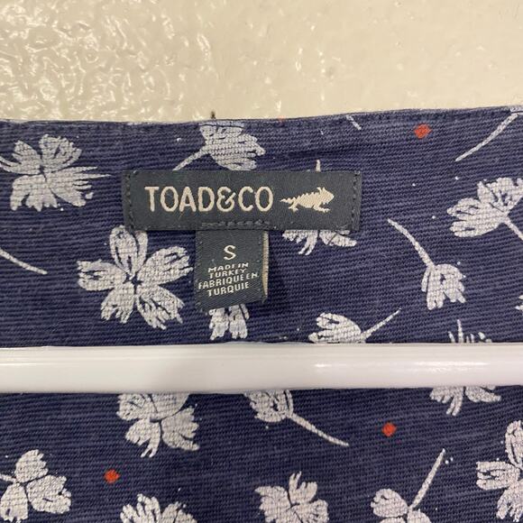 Toad&Co Floral Cap Sleeve A-Line Dress Sz Small Navy Blue Lyocell Organic Cotton - Picture 4 of 8